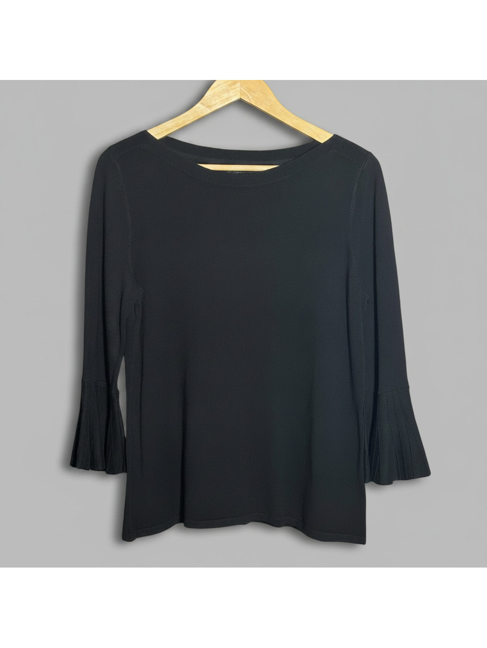 41 Hawthorn Womens Capsule Black Bell Sleeve Pullover Sweater Minimalist Top PM